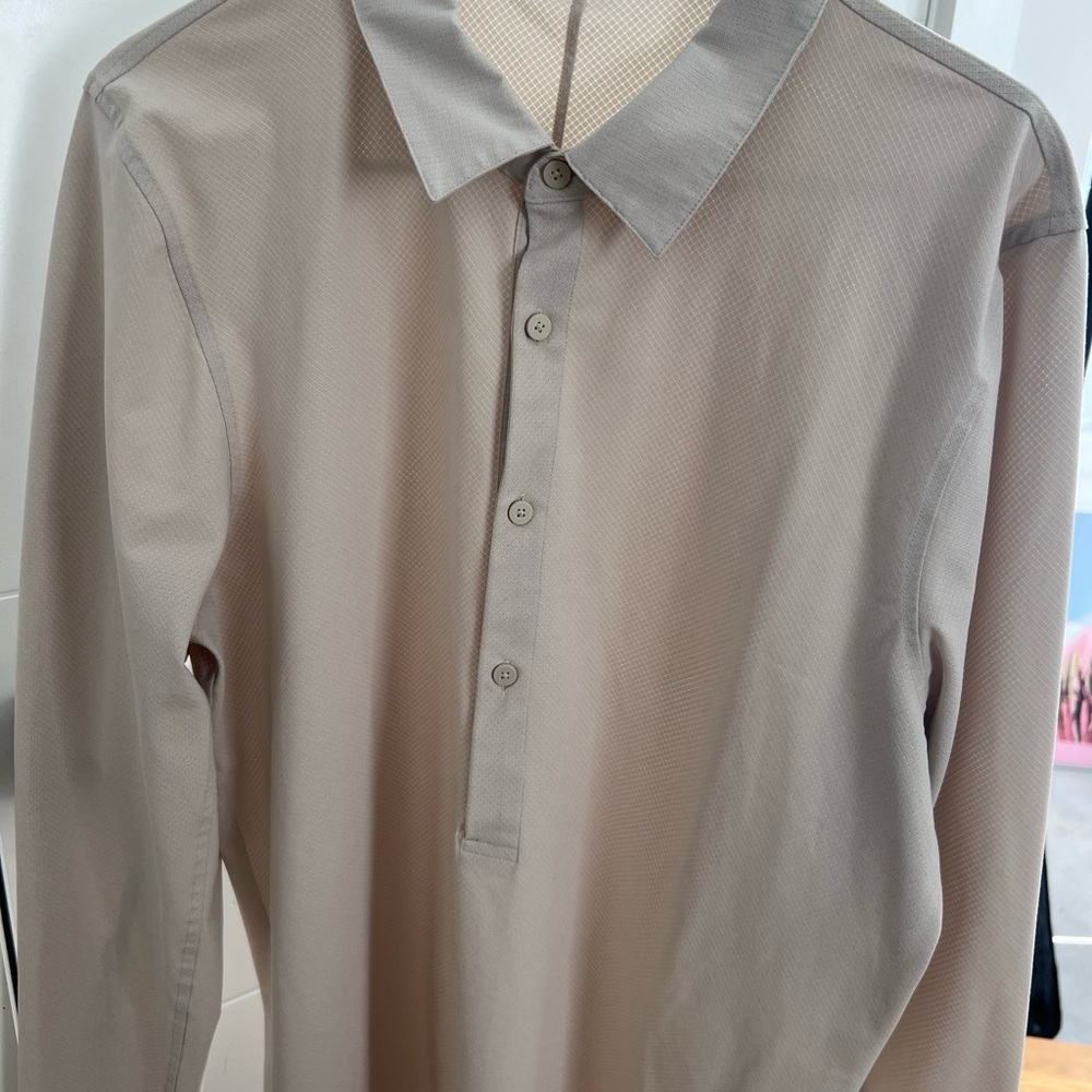 lululemon athletica Beige and Gray Button Down Shirt